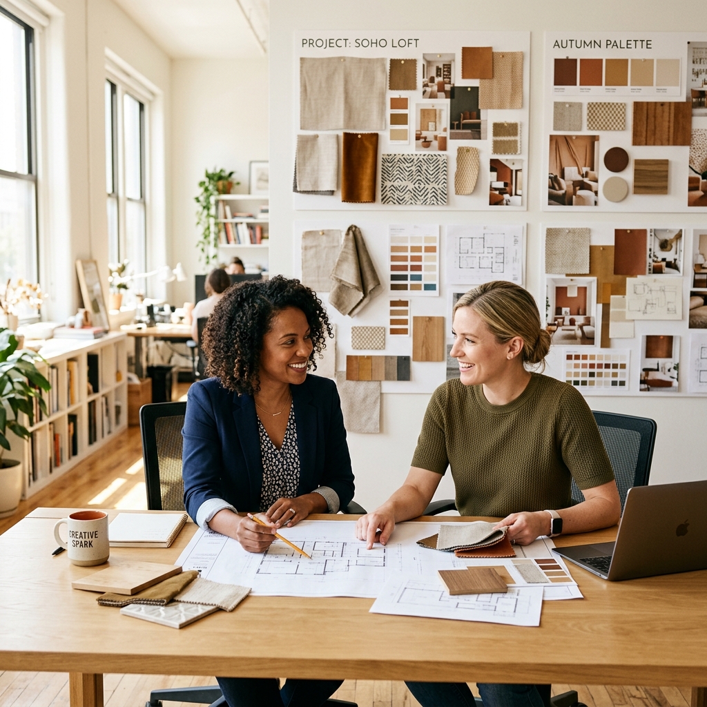 The Grandiose Design team reviewing project plans